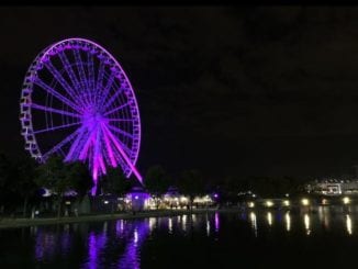 Amusement park ride at night